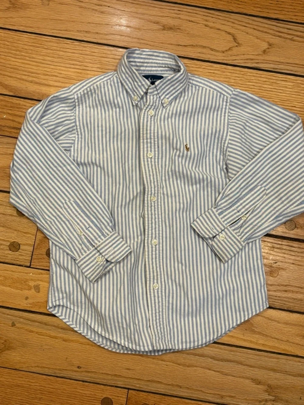 Polo by Ralph Lauren Light Blue and White Striped Button-Down Shirt